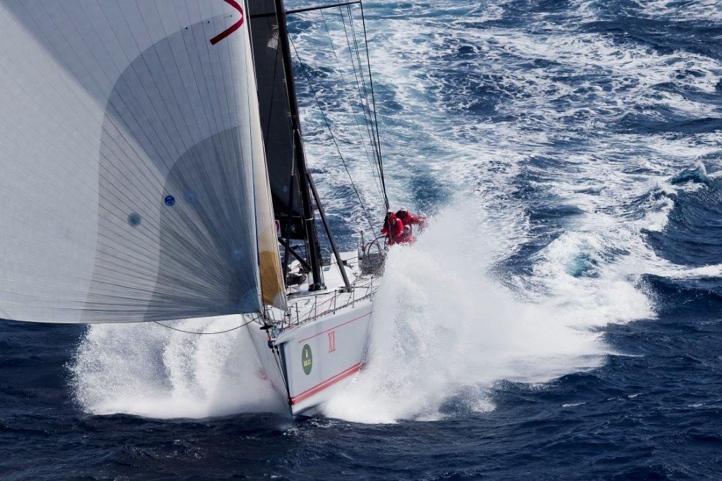 Wild Oats XI in full flight. The crew was hoping for conditions like this in the Transpac 2015 – but the true tradewinds avoided them for much of the way (Credit: Rolex/Carlo Borlenghi)